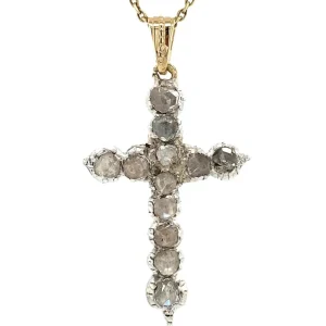 Fashion Gouden kruis hanger met roosdiamant 14 krt/925 Gouden Hanger Met Edelsteen
