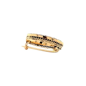 Hot Gouden maan broche met saffier en roosdiamant 14 krt Broches