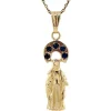 Sale Gouden Maria hanger met saffier 14 krt Gouden Hanger Met Edelsteen