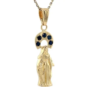 Sale Gouden Maria hanger met saffier 14 krt Gouden Hanger Met Edelsteen