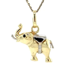Online Gouden olifant hanger met saffier 14 krt Gouden Hanger Met Edelsteen
