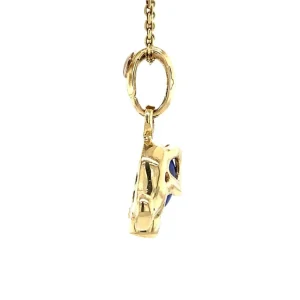 Clearance Gouden olifant hanger met sodaliet 14 krt Gouden Hanger Met Edelsteen