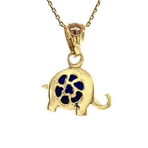 Clearance Gouden olifant hanger met sodaliet 14 krt Gouden Hanger Met Edelsteen