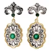 Discount Gouden oorclips met roosdiamant en smaragd 18 krt/835 Oorbellen Met Edelsteen