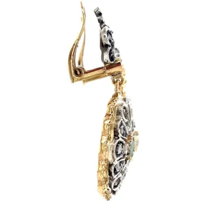 Discount Gouden oorclips met roosdiamant en smaragd 18 krt/835 Oorbellen Met Edelsteen