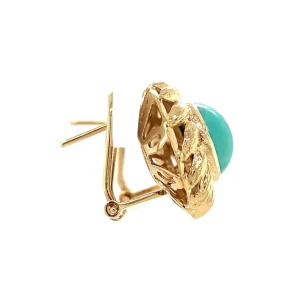 Discount Gouden oorclips met turkoois 14 krt Oorbellen Met Edelsteen | Oorstekers