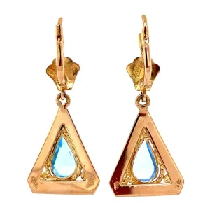 Sale Gouden oorhangers met blauwe kleursteen 18 krt Oorbellen Met Edelsteen