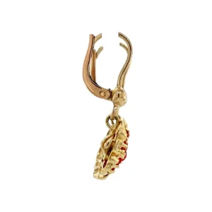 Clearance Gouden oorhangers met bloedkoraal 14 krt Oorbellen Met Edelsteen