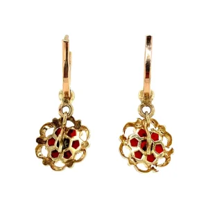 Clearance Gouden oorhangers met bloedkoraal 14 krt Oorbellen Met Edelsteen