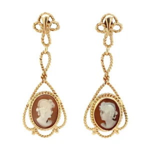 Best Gouden oorhangers met camee 14 krt Oorbellen Met Edelsteen