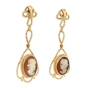 Best Gouden oorhangers met camee 14 krt Oorbellen Met Edelsteen