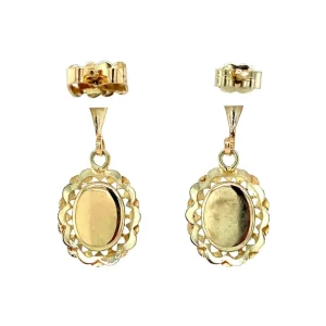 Discount Gouden oorhangers met camee 14 krt Oorbellen Met Edelsteen