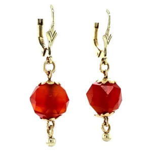 Online Gouden oorhangers met carneool 14 krt Oorbellen Met Edelsteen
