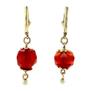 Online Gouden oorhangers met carneool 14 krt Oorbellen Met Edelsteen