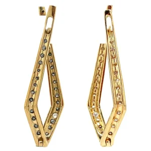 Outlet Gouden oorhangers met diamant 18 krt Oorbellen Met Edelsteen