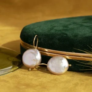 Fashion Gouden oorhangers met parel 14 krt Oorbellen Met Edelsteen