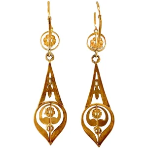 Hot Gouden oorhangers met parel en diamant 18 krt Oorbellen Met Edelsteen