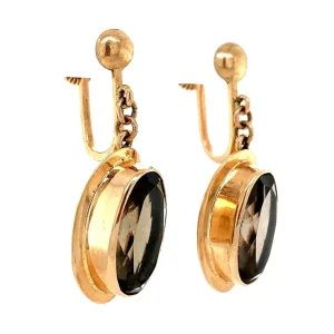 Best Gouden oorhangers met rookkwarts 14 krt Oorbellen Met Edelsteen