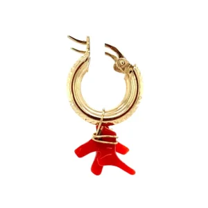Clearance Gouden oorringen met bloedkoraal 14 krt Oorbellen Met Edelsteen | Oorringen