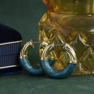 Sale Gouden oorringen met emaille 18 krt Oorbellen Met Edelsteen | Oorringen