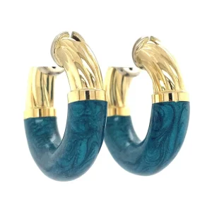 Sale Gouden oorringen met emaille 18 krt Oorbellen Met Edelsteen | Oorringen