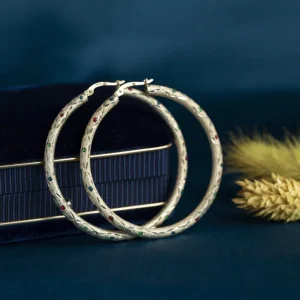 Fashion Gouden oorringen met glassteen 14 krt Oorbellen Met Edelsteen | Oorringen