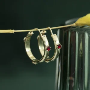 New Gouden oorringen met kleursteen 14 krt Oorbellen Met Edelsteen | Oorringen