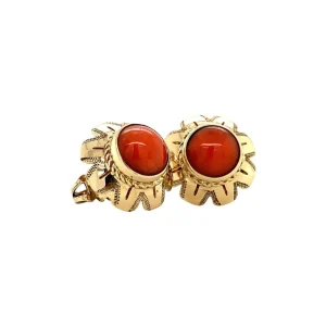 Clearance Gouden oorstekers met bloedkoraal 14 krt Oorstekers | Oorbellen Met Edelsteen