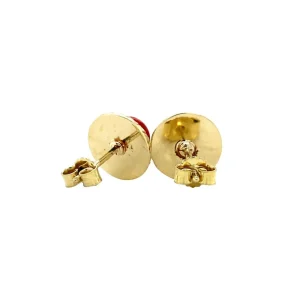 Sale Gouden oorstekers met bloedkoraal 14 krt Oorstekers | Oorbellen Met Edelsteen