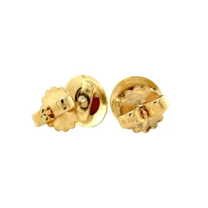 Sale Gouden oorstekers met bloedkoraal 14 krt Oorbellen Met Edelsteen | Oorstekers