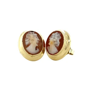 Best Gouden oorstekers met camee 14 krt Oorstekers | Oorbellen Met Edelsteen