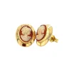 Fashion Gouden oorstekers met camee 18 krt Oorstekers | Oorbellen Met Edelsteen