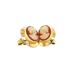 Fashion Gouden oorstekers met camee 18 krt Oorstekers | Oorbellen Met Edelsteen