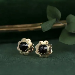Fashion Gouden oorstekers met granaat 14 krt Oorstekers | Oorbellen Met Edelsteen