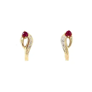 Best Gouden oorstekers met robijn en diamant 14 krt Oorstekers | Oorbellen Met Edelsteen