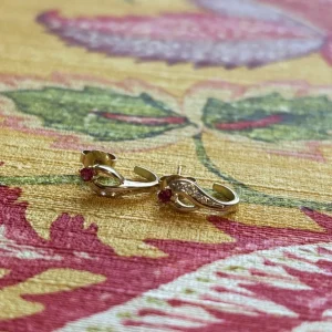 Best Gouden oorstekers met robijn en diamant 14 krt Oorstekers | Oorbellen Met Edelsteen