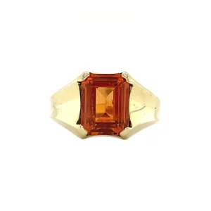 Discount Gouden pinkring met oranje saffier 14 krt Ringen Met Edelsteen