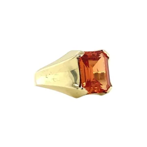 Discount Gouden pinkring met oranje saffier 14 krt Ringen Met Edelsteen