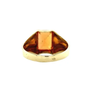 Discount Gouden pinkring met oranje saffier 14 krt Ringen Met Edelsteen