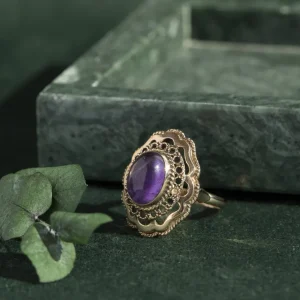 Clearance Gouden ring met amethist 14 krt Ringen Met Edelsteen