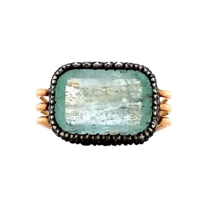 Hot Gouden ring met aquamarijn en diamant 14 krt/835 Ringen Met Edelsteen