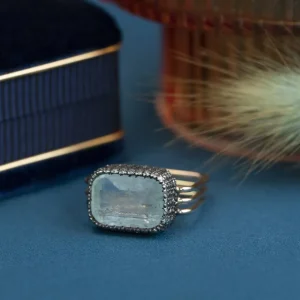 Hot Gouden ring met aquamarijn en diamant 14 krt/835 Ringen Met Edelsteen