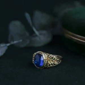 Sale Gouden ring met blauw glas 18 krt Ringen Met Edelsteen