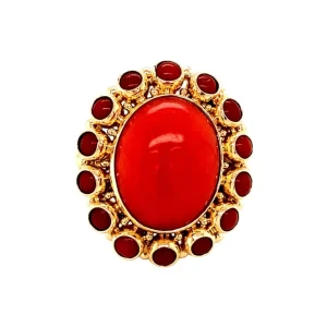 Discount Gouden ring met bloedkoraal 14 krt Ringen Met Edelsteen