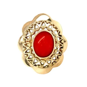 Online Gouden ring met bloedkoraal 14 krt Ringen Met Edelsteen