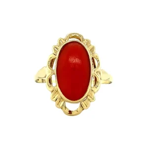 Discount Gouden ring met bloedkoraal 14 krt Ringen Met Edelsteen