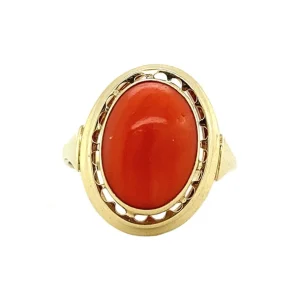 Discount Gouden ring met bloedkoraal 14 krt Ringen Met Edelsteen