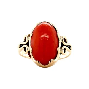 Fashion Gouden ring met bloedkoraal 14 krt Ringen Met Edelsteen