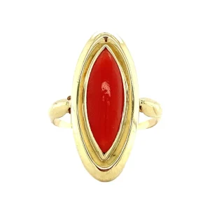 Sale Gouden ring met bloedkoraal 14 krt Ringen Met Edelsteen