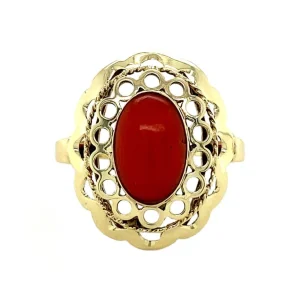 Sale Gouden ring met bloedkoraal 14 krt Ringen Met Edelsteen